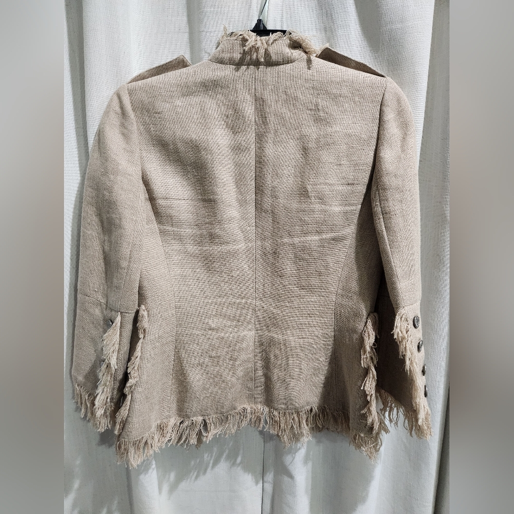 Dolce and Gabbana Tan Linen Fringe Blazer Jacket 38 Us 2 - Picture 6 of 7